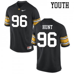 Youth Hawkeyes #96 Jalen Hunt Black Football Jersey 568755-724