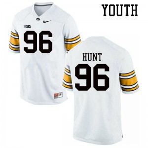 Youth Iowa Hawkeyes #96 Jalen Hunt White Embroidery Jersey 994706-778
