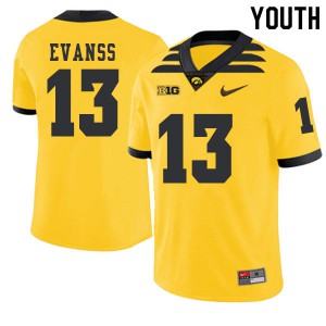 Youth University of Iowa #13 Joe Evanss Gold 2019 Alternate Stitch Jersey 706169-502