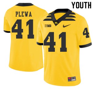 Youth University of Iowa #41 Johnny Plewa Gold 2019 Alternate Football Jerseys 313746-865