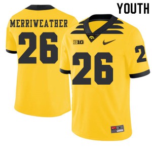 Youth University of Iowa #26 Kaevon Merriweather Gold 2019 Alternate Player Jerseys 396856-702