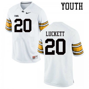 Youth Hawkeyes #20 Keontae Luckett White Stitched Jersey 505677-174