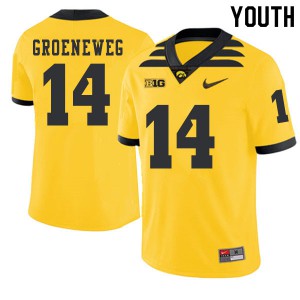 Youth Iowa #14 Kyle Groeneweg Gold 2019 Alternate Embroidery Jerseys 420194-600