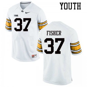 Youth Hawkeyes #37 Kyler Fisher White Stitched Jersey 526945-567