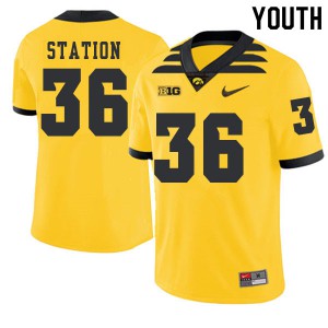 Youth University of Iowa #36 Larry Station Gold 2019 Alternate Official Jersey 862775-189
