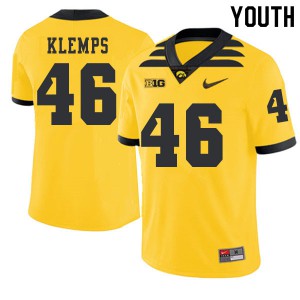 Youth Hawkeyes #46 Logan Klemps Gold 2019 Alternate Alumni Jersey 683439-411