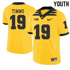 Youth Iowa #19 Mike Timms Gold 2019 Alternate Player Jerseys 266471-127
