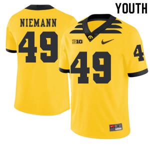 Youth University of Iowa #49 Nick Niemann Gold 2019 Alternate NCAA Jersey 373324-326