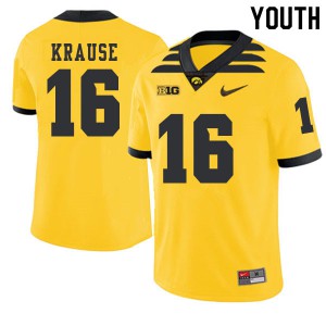 Youth University of Iowa #16 Paul Krause Gold 2019 Alternate High School Jersey 177848-763