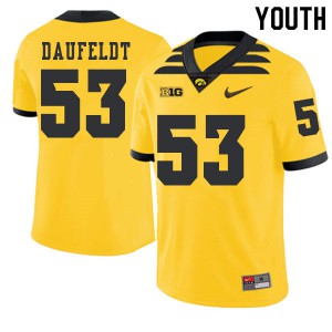 Youth Iowa Hawkeyes #53 Spencer Daufeldt Gold 2019 Alternate Football Jersey 313820-538