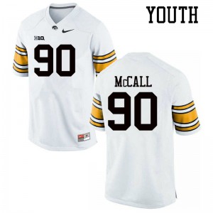 Youth University of Iowa #90 Taajhir McCall White Stitched Jerseys 324271-908