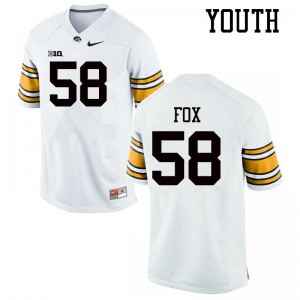 Youth University of Iowa #58 Taylor Fox White Embroidery Jersey 149102-333