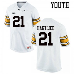 Youth Hawkeyes #21 Thomas Hartlieb White Stitch Jersey 251407-450