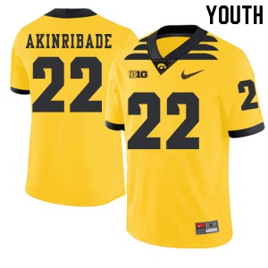 Youth University of Iowa #22 Toks Akinribade Gold 2019 Alternate Stitch Jerseys 202192-236