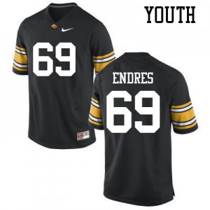 Youth Hawkeyes #69 Tyler Endres Black Embroidery Jersey 213985-754