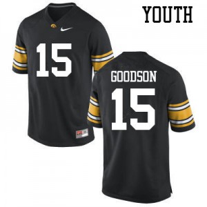Youth University of Iowa #15 Tyler Goodson Black NCAA Jerseys 783437-577
