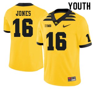Youth Hawkeyes #16 Charlie Jones Gold College Jersey 721163-494