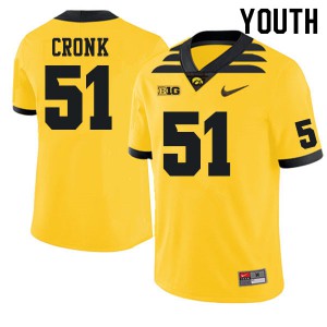Youth Hawkeyes #51 Coy Cronk Gold NCAA Jersey 247725-890
