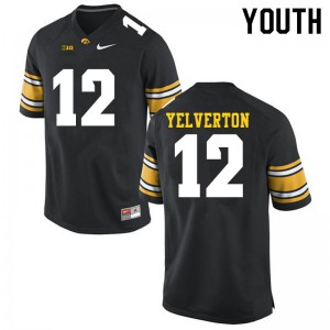 Youth Iowa #12 Elijah Yelverton Black Embroidery Jerseys 447879-194