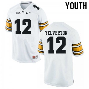 Youth University of Iowa #12 Elijah Yelverton White Stitch Jersey 179101-297