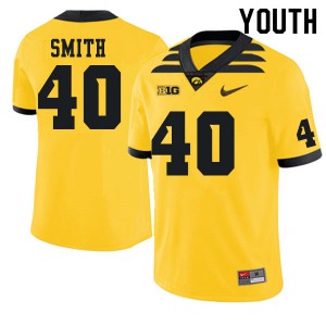 Youth Iowa Hawkeyes #40 Josef Smith Gold Stitch Jerseys 174616-607