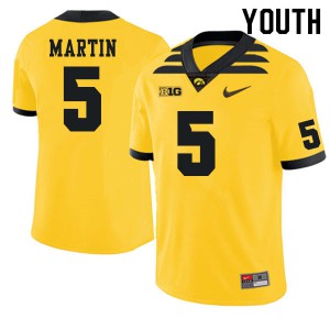 Youth University of Iowa #5 Oliver Martin Gold Embroidery Jerseys 859986-493
