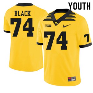 Youth Hawkeyes #74 Yahya Black Gold Stitched Jerseys 157123-884
