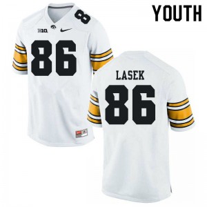 Youth Hawkeyes #86 Zack Lasek White Player Jerseys 538005-708