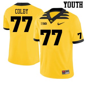 Youth Iowa Hawkeyes #77 Connor Colby Gold University Jerseys 590588-804