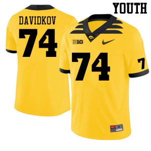Youth Hawkeyes #74 David Davidkov Gold Embroidery Jersey 280655-128