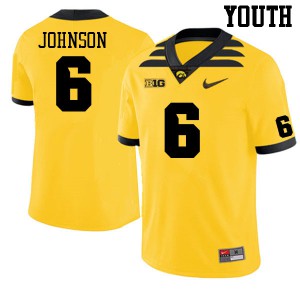 Youth University of Iowa #6 Keagan Johnson Gold NCAA Jersey 465450-491