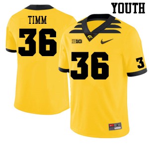Youth University of Iowa #36 Mike Timm Gold Football Jersey 705629-421