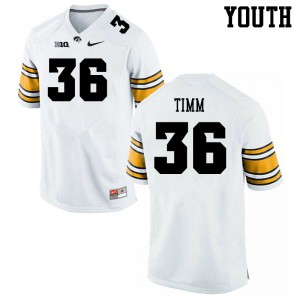 Youth Iowa #36 Mike Timm White Official Jersey 964807-783