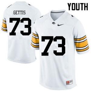Youth University of Iowa #73 Adam Gettis White Football Jersey 217307-679