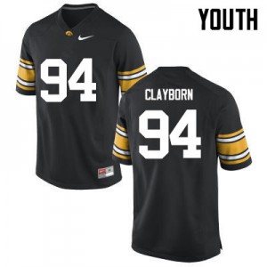 Youth Iowa #94 Adrian Clayborn Black Official Jersey 565945-200