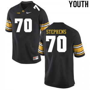 Youth Hawkeyes #70 Beau Stephens Black Stitched Jersey 488915-319