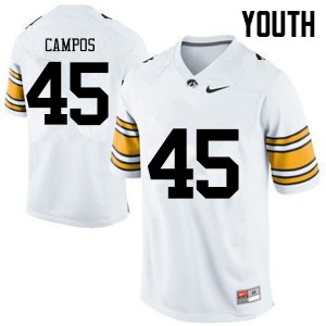 Youth Hawkeyes #45 Ben Campos White High School Jersey 694188-965