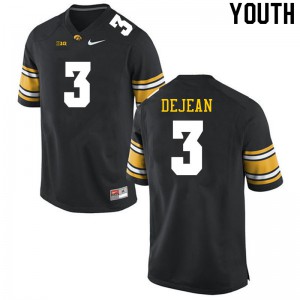 Youth Hawkeyes #3 Cooper DeJean Black Official Jersey 869073-901