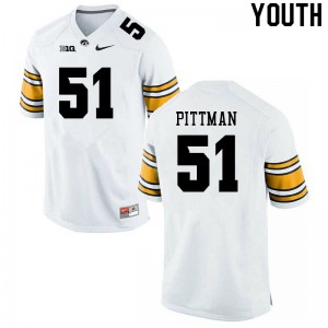 Youth Iowa #51 Jeremiah Pittman White Official Jersey 169152-848
