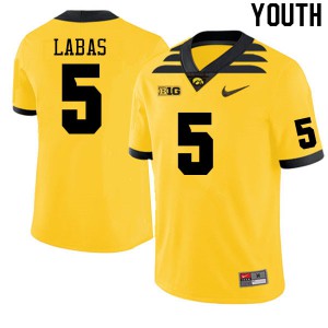 Youth Iowa #5 Joey Labas Gold NCAA Jersey 465607-915