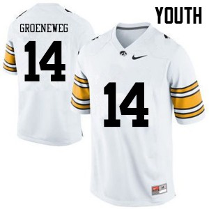 Youth University of Iowa #14 Kyle Groeneweg White Stitched Jerseys 304883-977