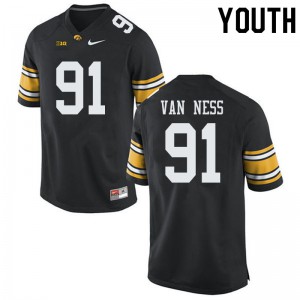 Youth Iowa #91 Lukas Van Ness Black Official Jerseys 379014-575