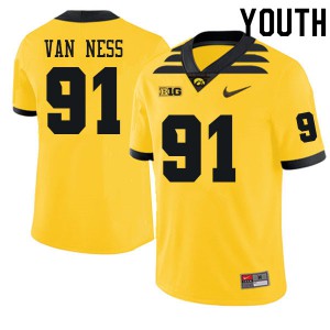Youth University of Iowa #91 Lukas Van Ness Gold High School Jerseys 438862-714