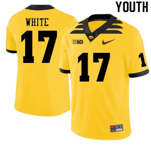 Youth University of Iowa #17 Max White Gold Official Jersey 207140-614