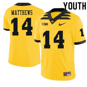 Youth Hawkeyes #14 Quavon Matthews Gold High School Jerseys 677712-225