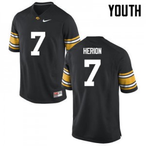 Youth Hawkeyes #7 Tom Herion Black Football Jersey 830894-832
