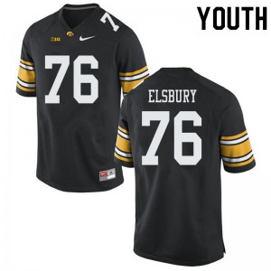 Youth Iowa #76 Tyler Elsbury Black Stitch Jerseys 427923-624