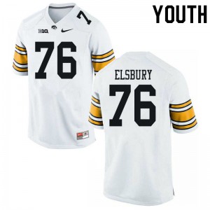 Youth Hawkeyes #76 Tyler Elsbury White Player Jerseys 820159-269