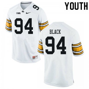 Youth Hawkeyes #94 Yahya Black White Stitch Jerseys 376916-654